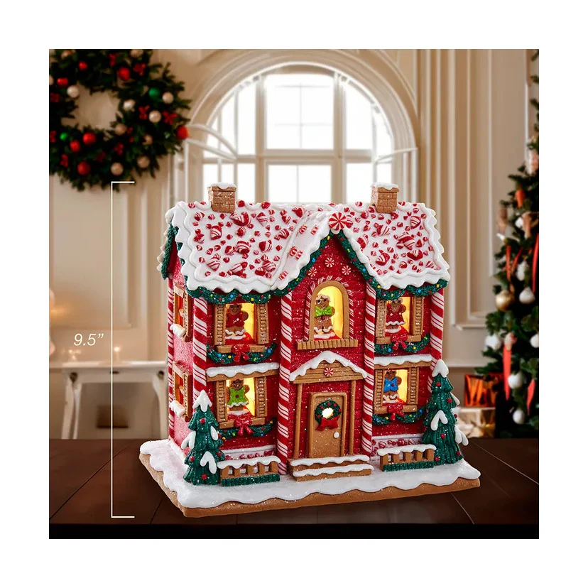 9.5" Battery-Operated Lighted Musical Gingerbread House - Image 8