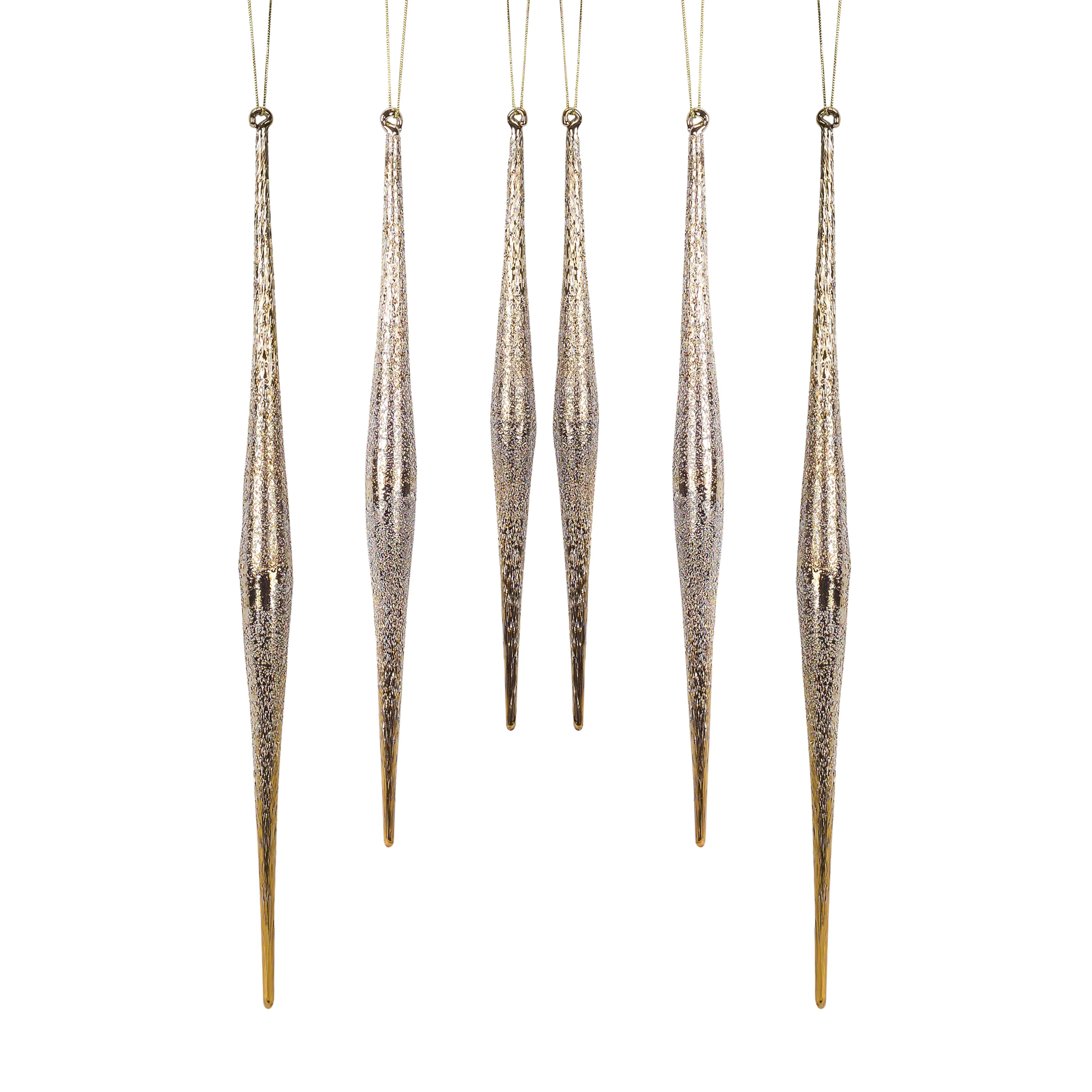 9.75"H, 11.75"H, or 13.25"H Gilded Glass Icicle Ornament (sold individually)