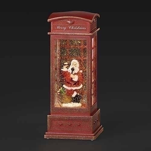 LED Phone Booth Santa Water Globe, 10" - Image 2