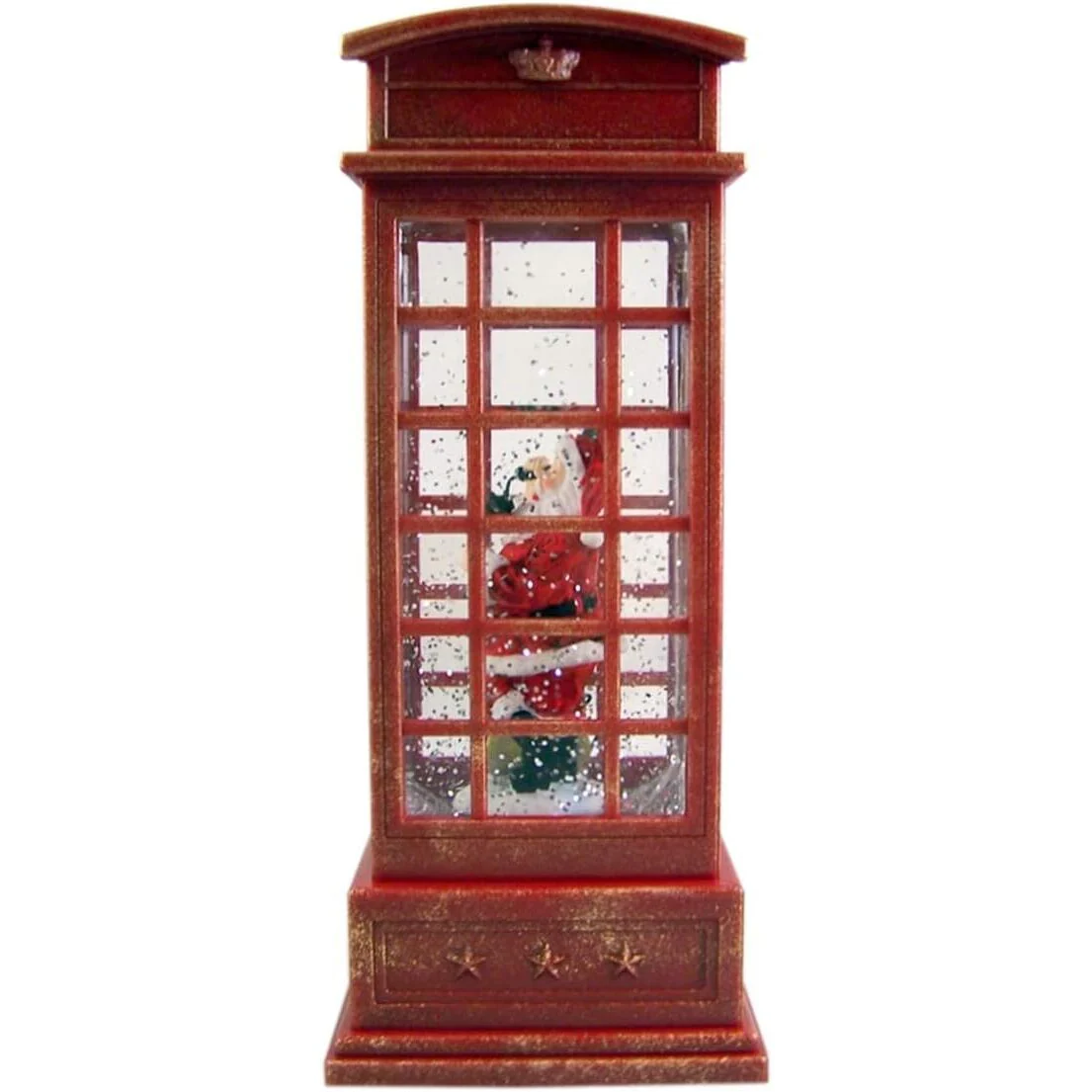 LED Phone Booth Santa Water Globe, 10" - Image 6
