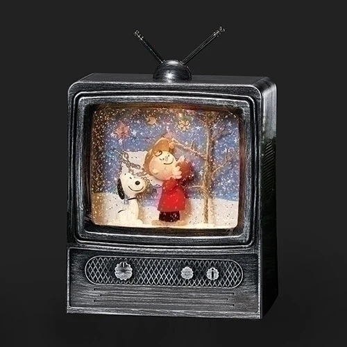 9"H LED Musical Swirl Peanuts TV Water Globe