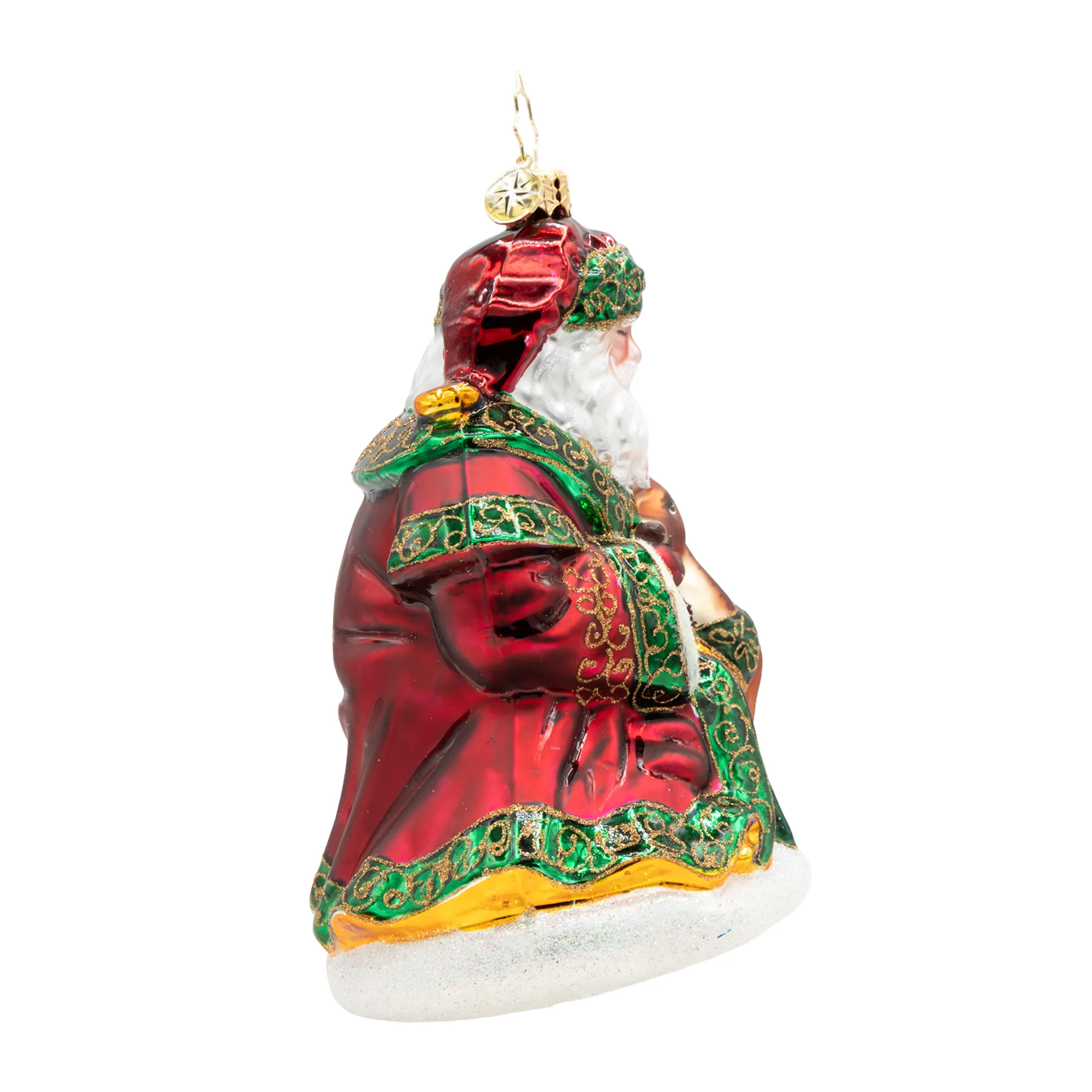 A Woodland Offering Santa Glass Ornament, 6" - Image 3