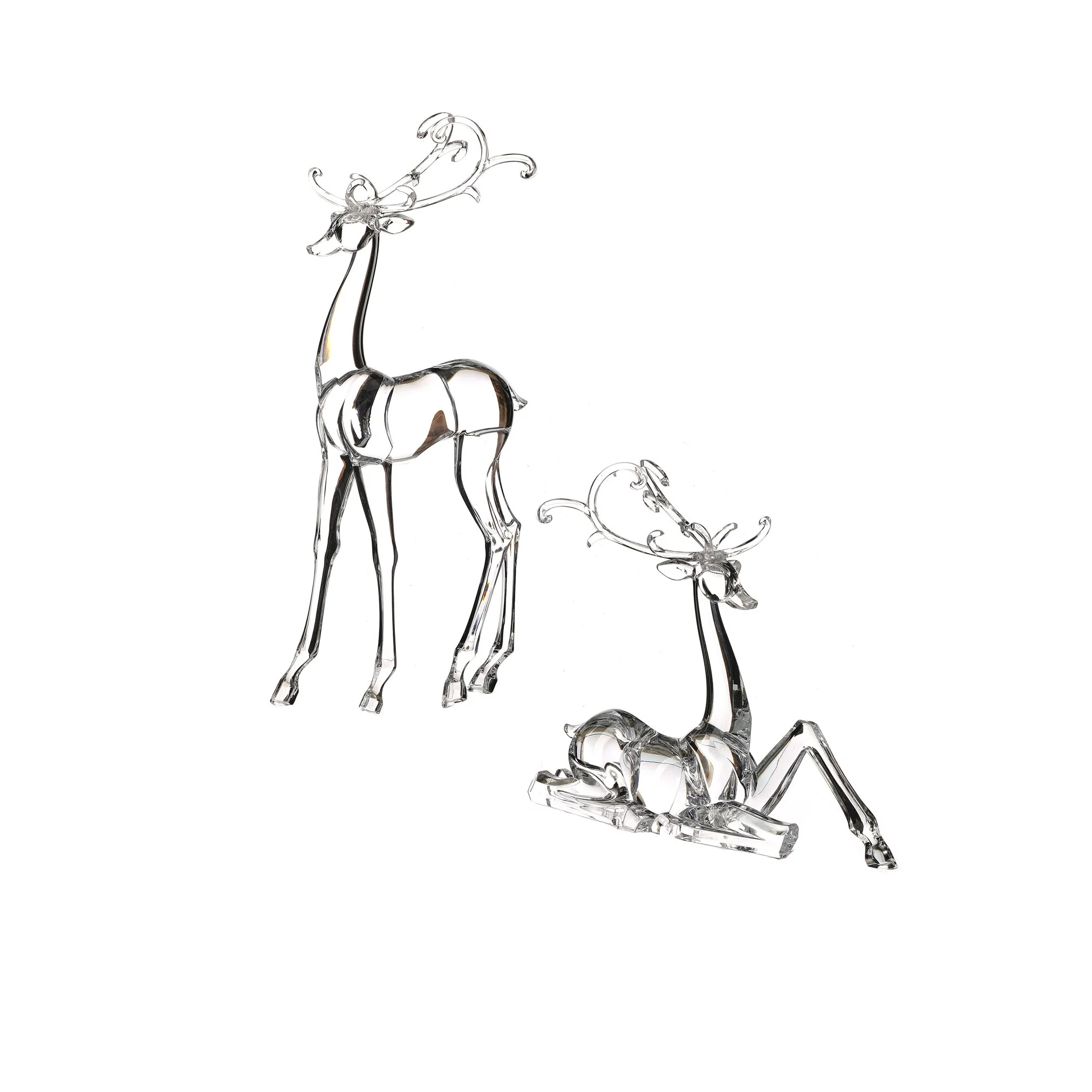 Acrylic Deer Set, Clear, 13-18" (Set of 2)