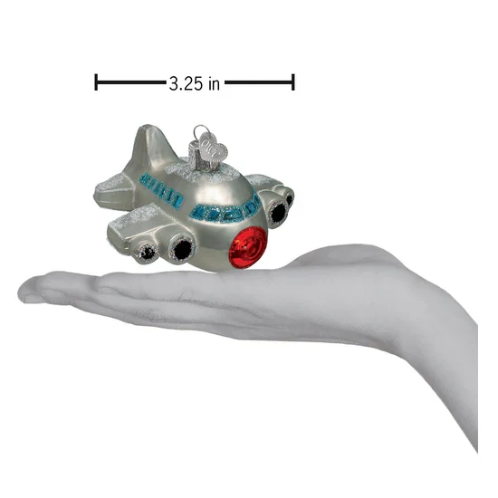Airplane Glass Ornament, 3.25" - Image 3
