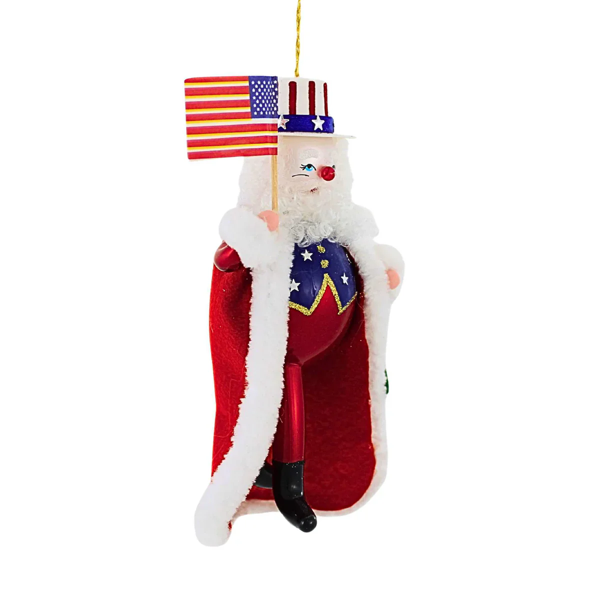 Americana Santa Glass Ornament, 6.5" - Image 3