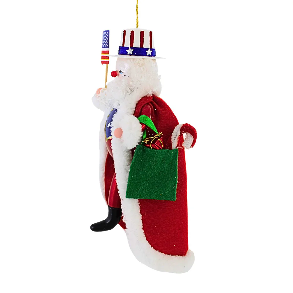 Americana Santa Glass Ornament, 6.5" - Image 5
