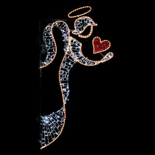 Angel in Love Pole Mount, 3.9′ x 7′ LED (Warm White / Red)
