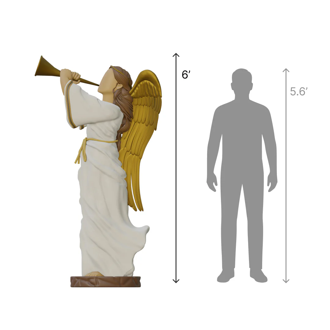 Lifesize Fiberglass Angel Playing Trumpet Figure, 73" - Image 2