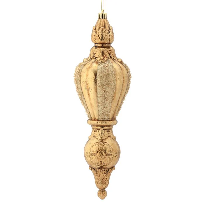 Antique Finial Ornaments w/Glitter, 12" (Set of 3)