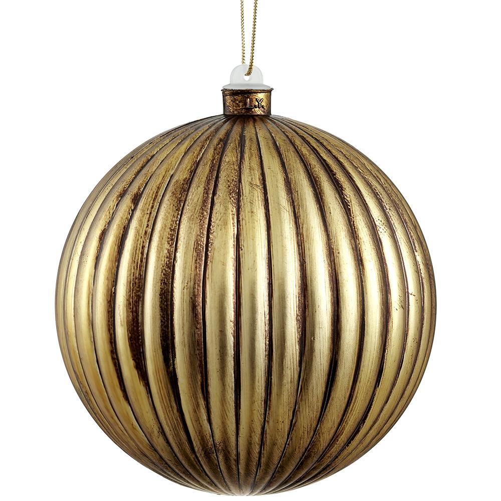 Antique Plastic Ball Ornament, 6" (Gold Antique)