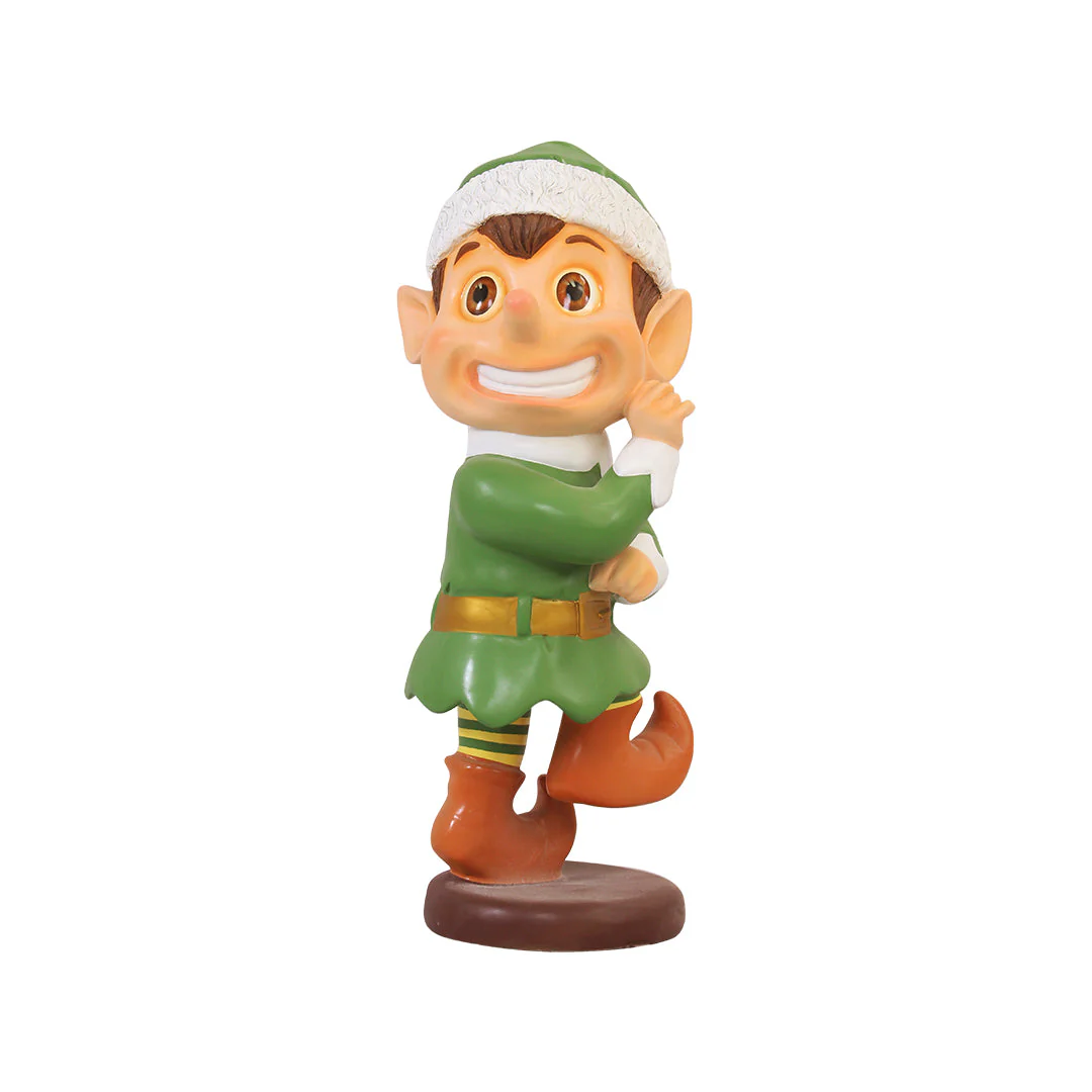 Large Fiberglass Anxious Santa Elf Statue, 35"