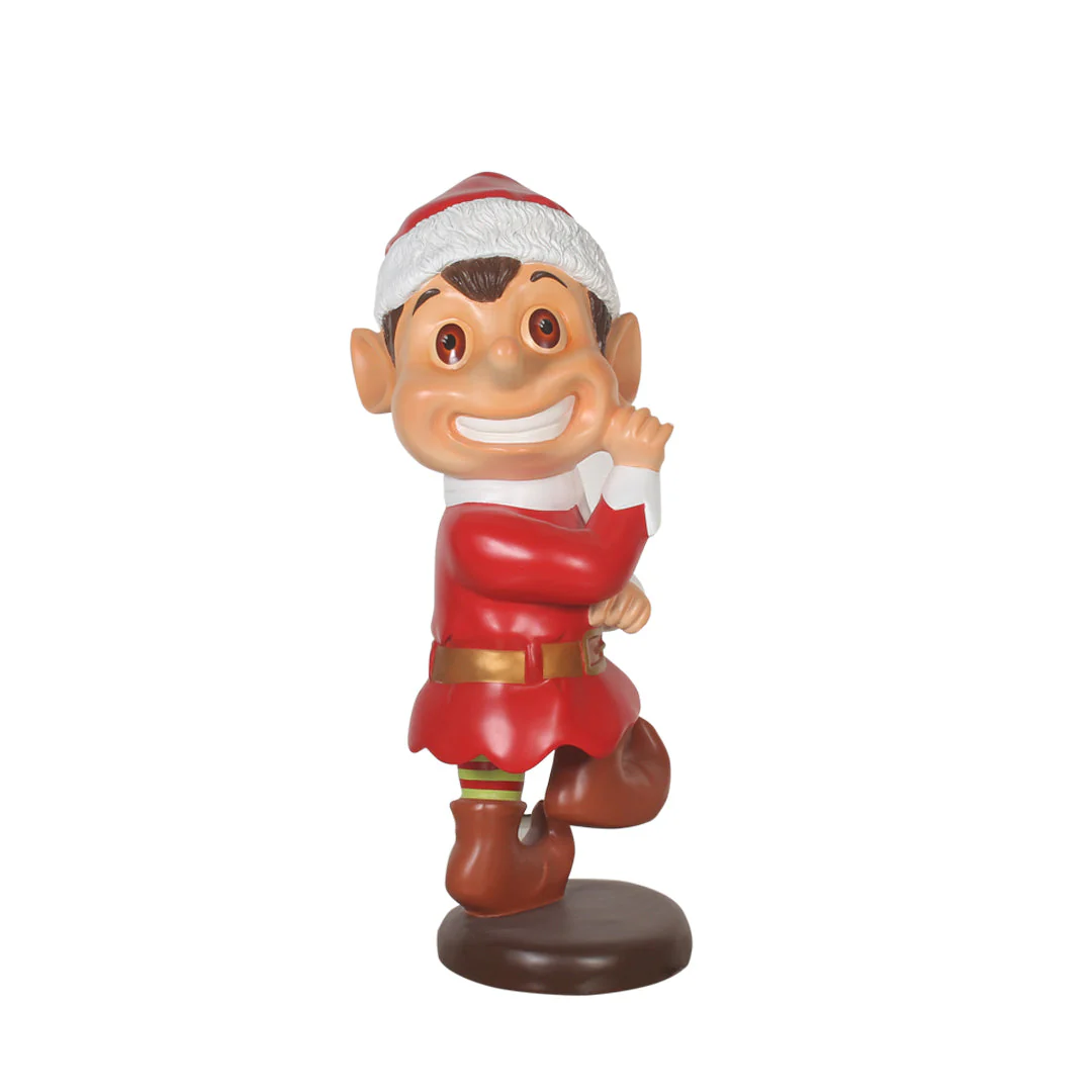 Large Fiberglass Anxious Santa Elf Statue, 35" - Image 2