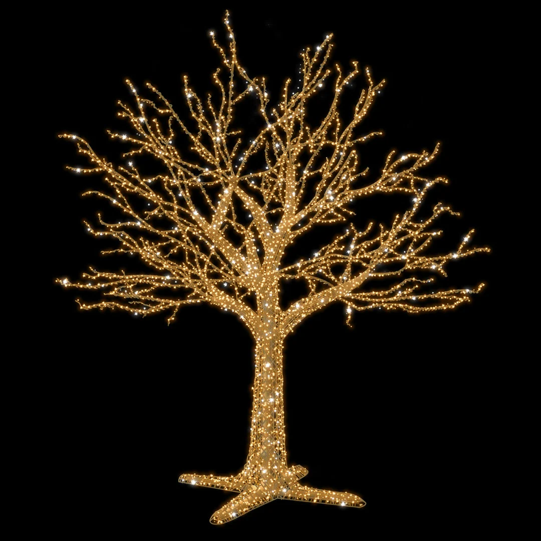 Giant Artificial Tree Decoration, LED Lit w/Fiberglass (Warm White / White), 217"