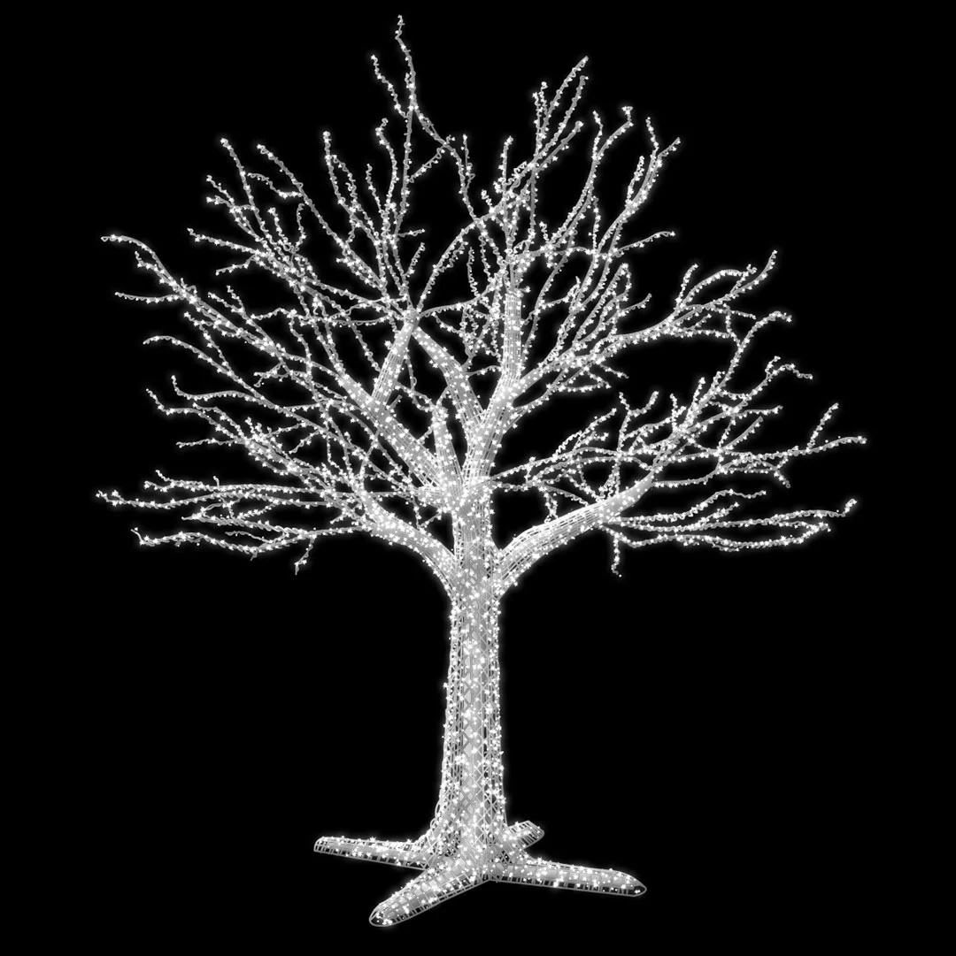 Giant Artificial Tree Decoration, LED Lit w/Fiberglass (Warm White / White), 217" - Image 2