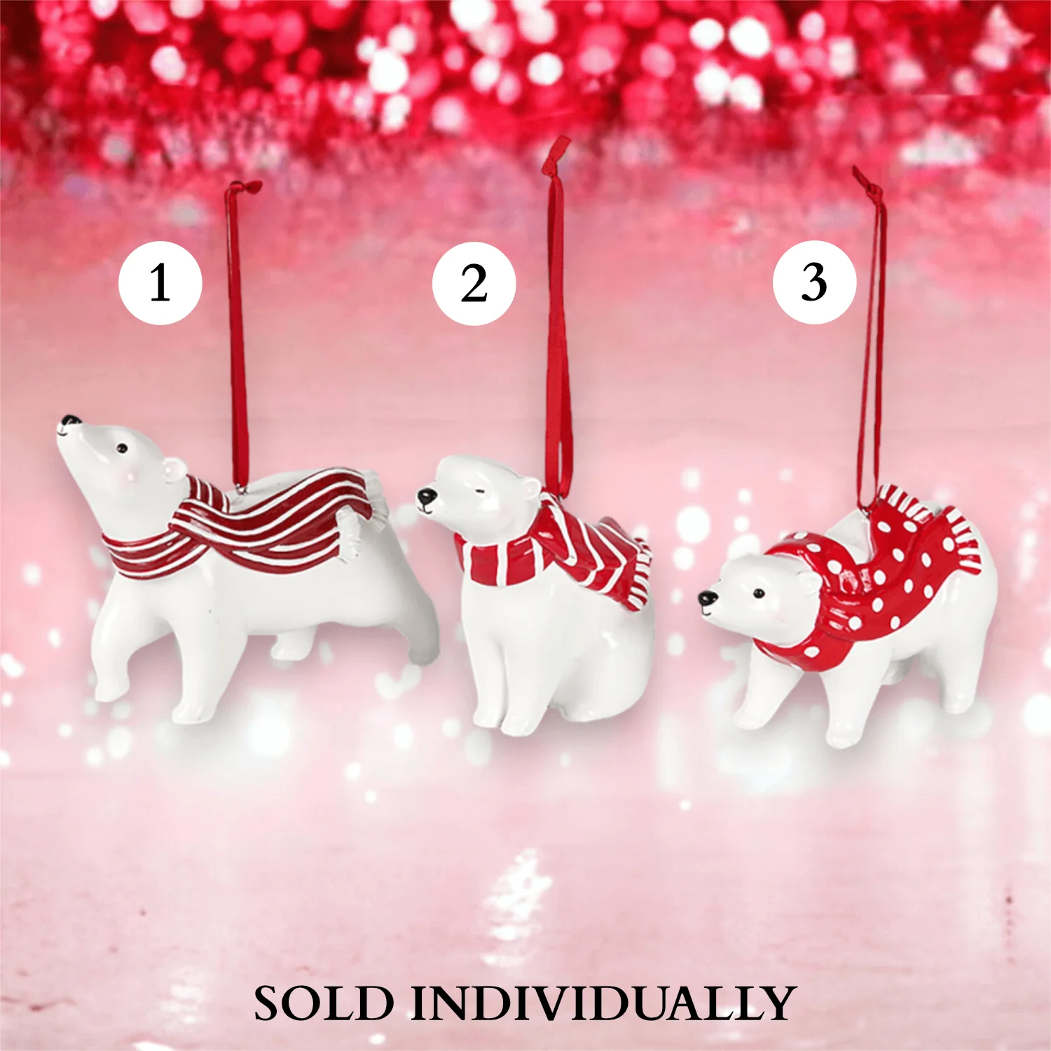 Candy Polar Bear Ornament (3 Styles - Sold Individually)