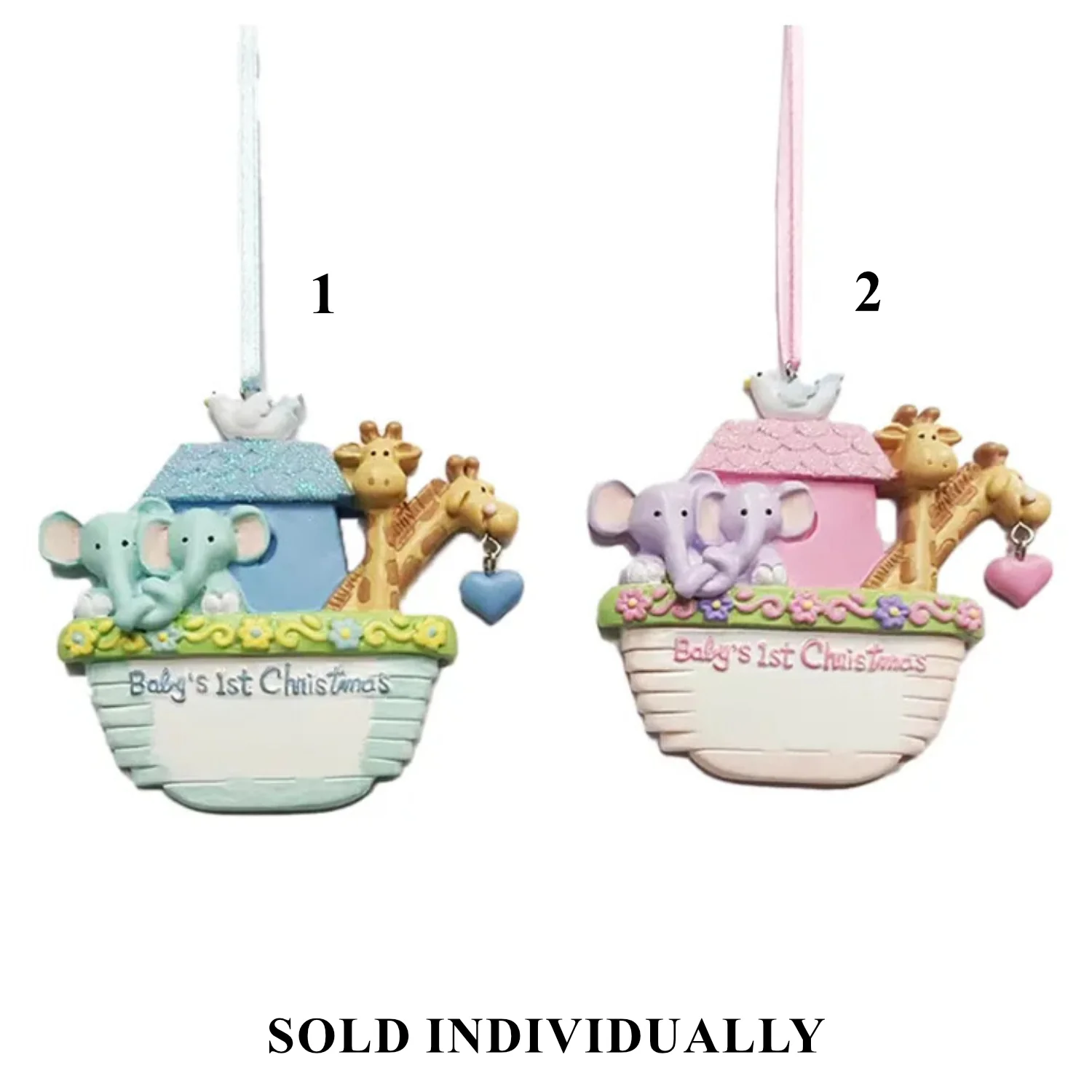 Baby's 1st Christmas Ark Boy & Girl Ornament For Personalization, 3.5" (2 styles - sold individually)