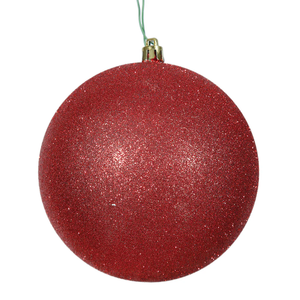 Shatterproof Plastic Red Glitter Ball Ornament, 3" (80MM)