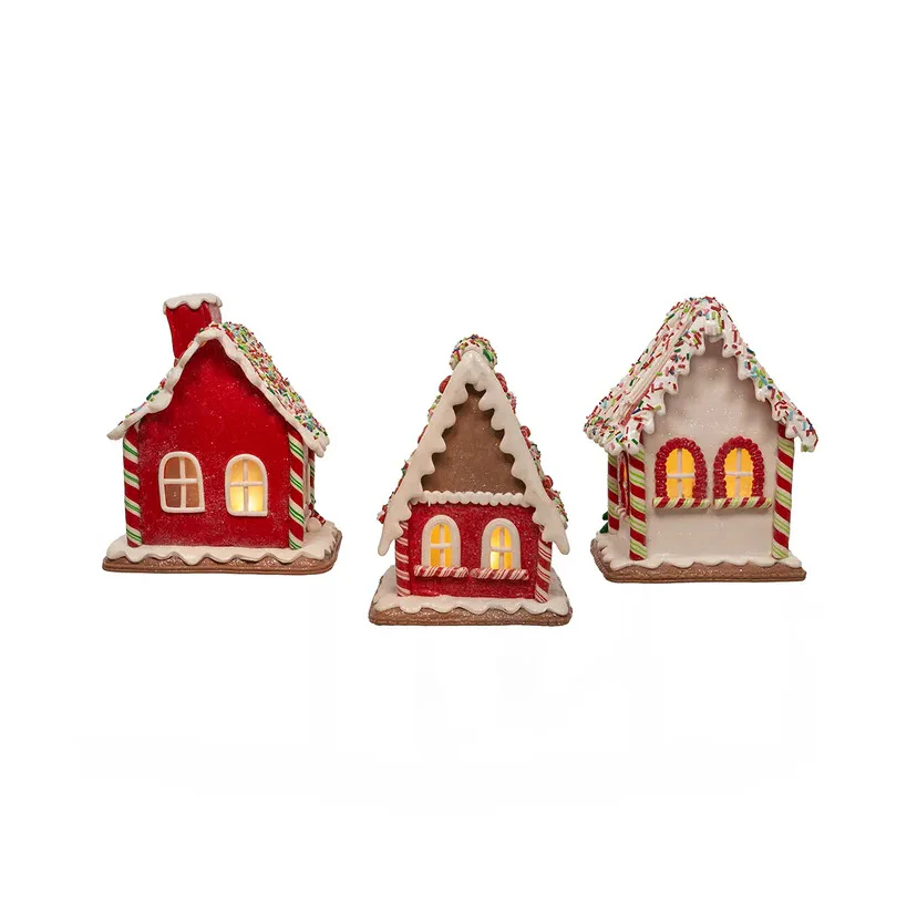 Battery-Operated LED Santa Gingerbread Houses, 7" (3 styles - sold individually) - Image 2