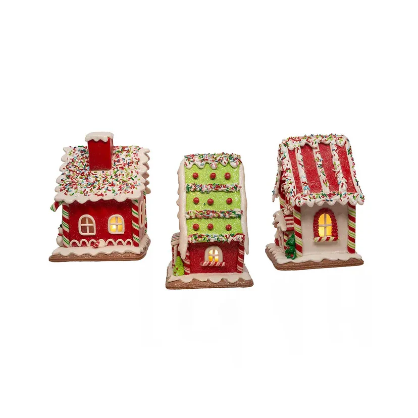 Battery-Operated LED Santa Gingerbread Houses, 7" (3 styles - sold individually) - Image 3
