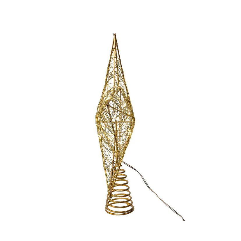 Battery Operated Warm White LED Gold Metal Star Treetop, 11.8" - Image 2