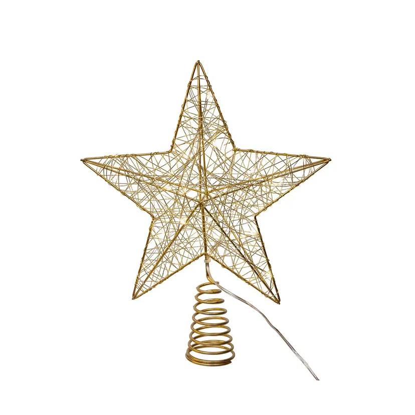 Battery Operated Warm White LED Gold Metal Star Treetop, 11.8" - Image 3