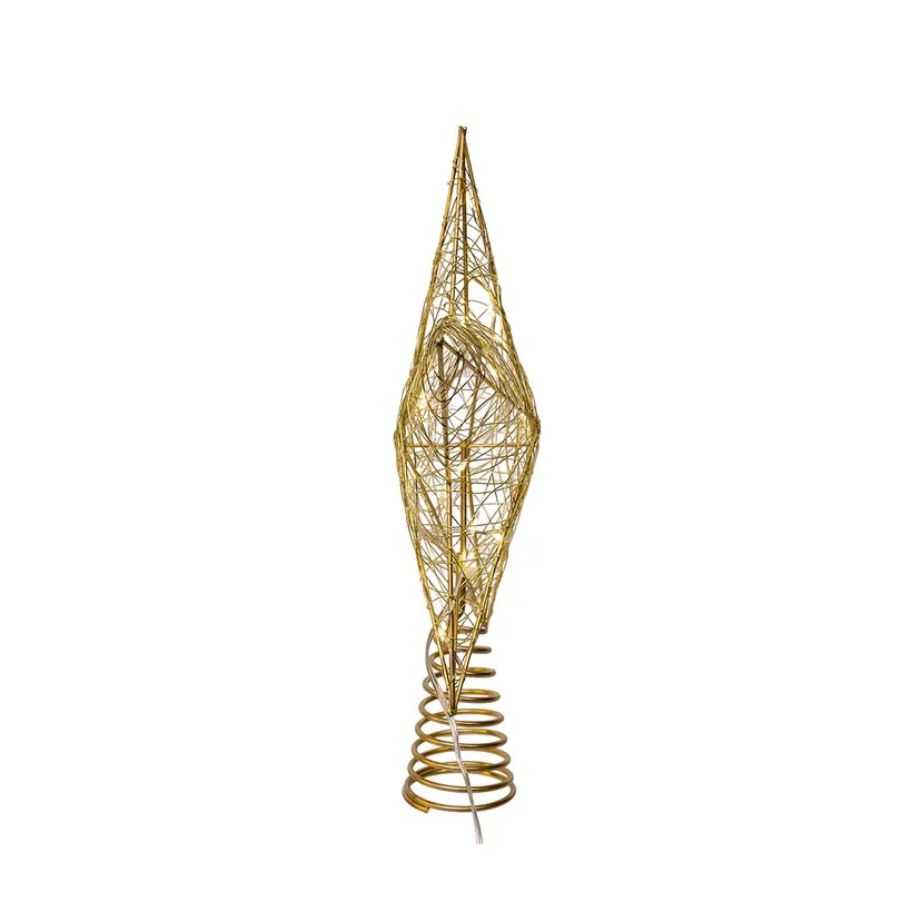 Battery Operated Warm White LED Gold Metal Star Treetop, 11.8" - Image 4