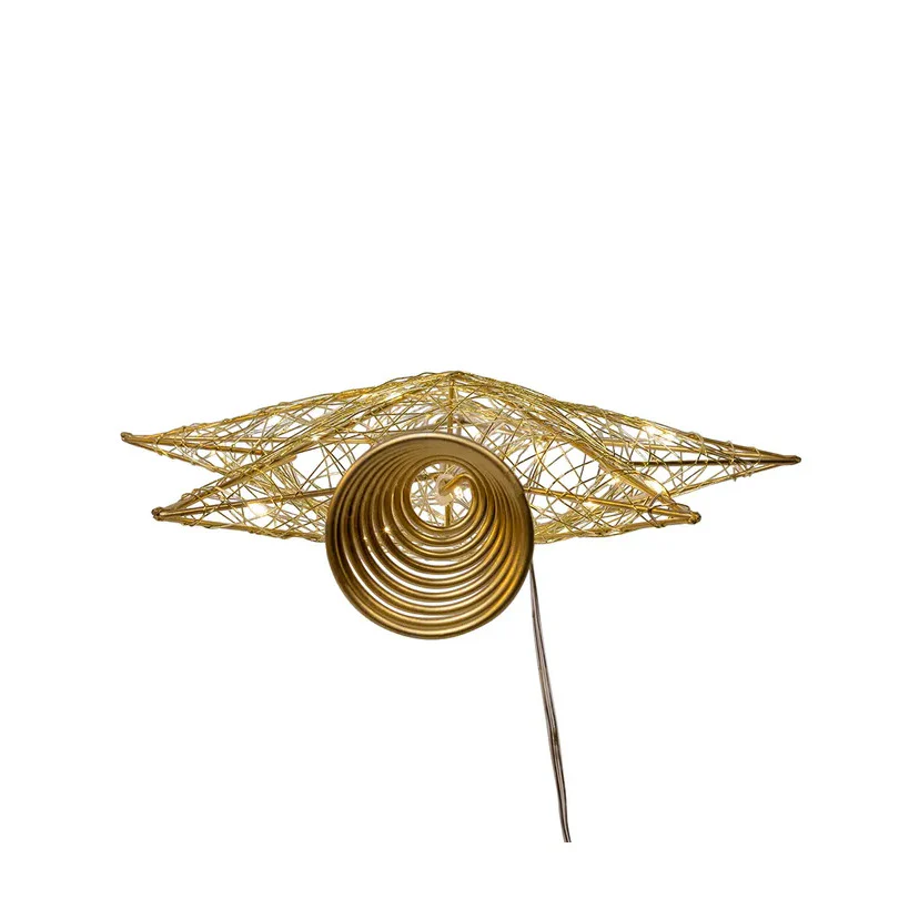 Battery Operated Warm White LED Gold Metal Star Treetop, 11.8" - Image 6
