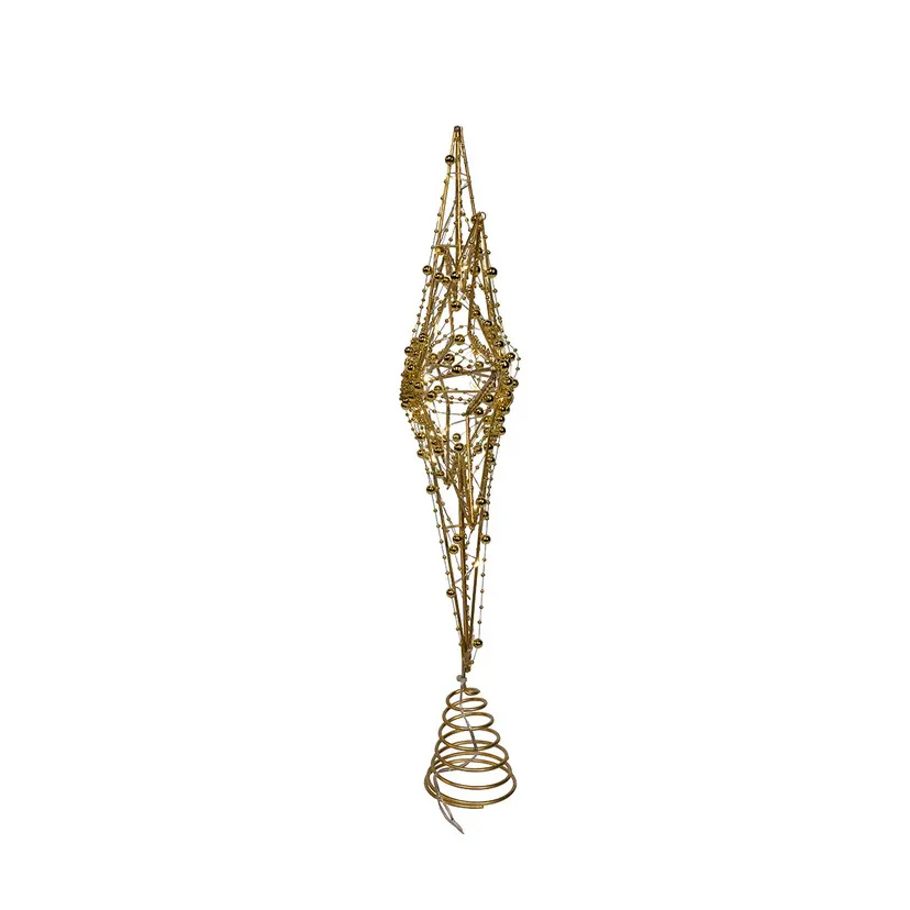 Battery Operated Warm White LED Gold Metal Star Treetop, 19.7" - Image 2
