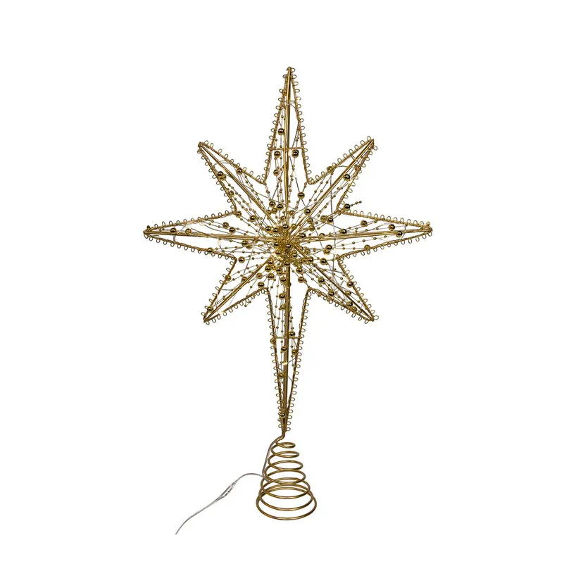 Battery Operated Warm White LED Gold Metal Star Treetop, 19.7" - Image 3