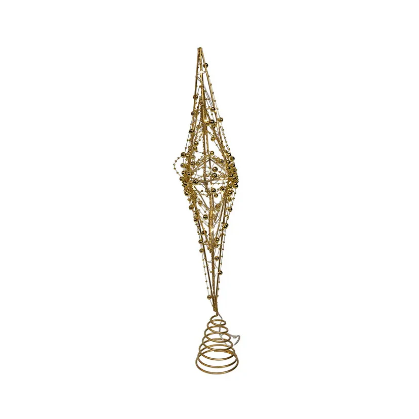 Battery Operated Warm White LED Gold Metal Star Treetop, 19.7" - Image 4