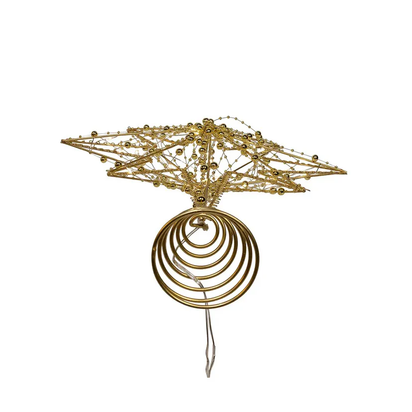 Battery Operated Warm White LED Gold Metal Star Treetop, 19.7" - Image 6