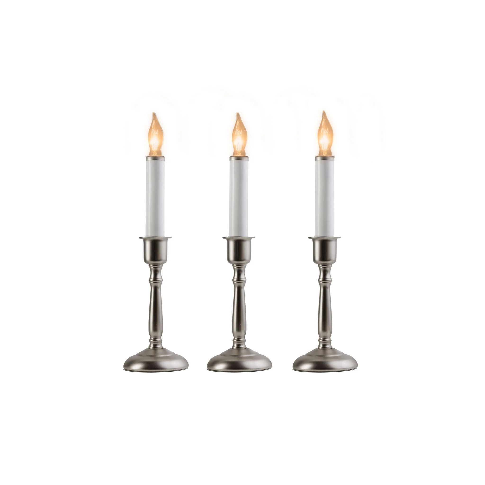 Bayside Pewter Cool Burn Bulb Candle, Steady Burning, 12" (Set of 3)