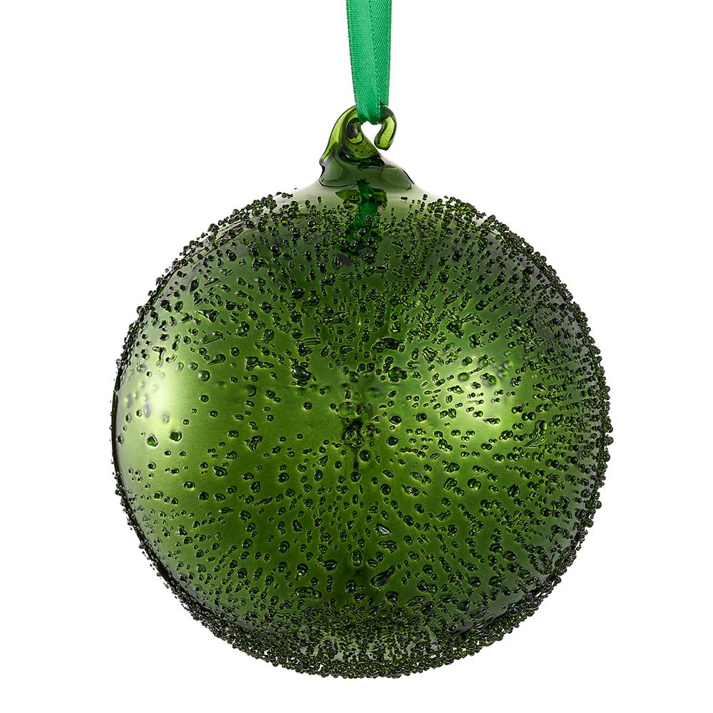 Beaded Glass Ball Ornament, 4.75" (Green)