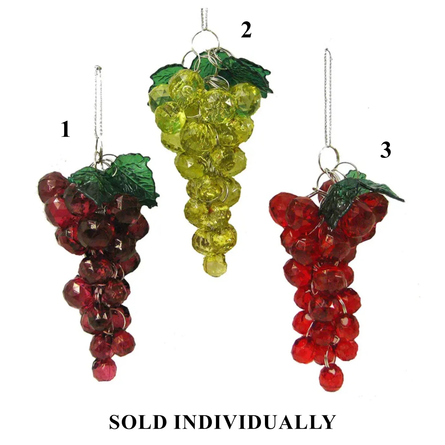 Beaded Grape Ornaments, 4" (3 styles - sold individually)