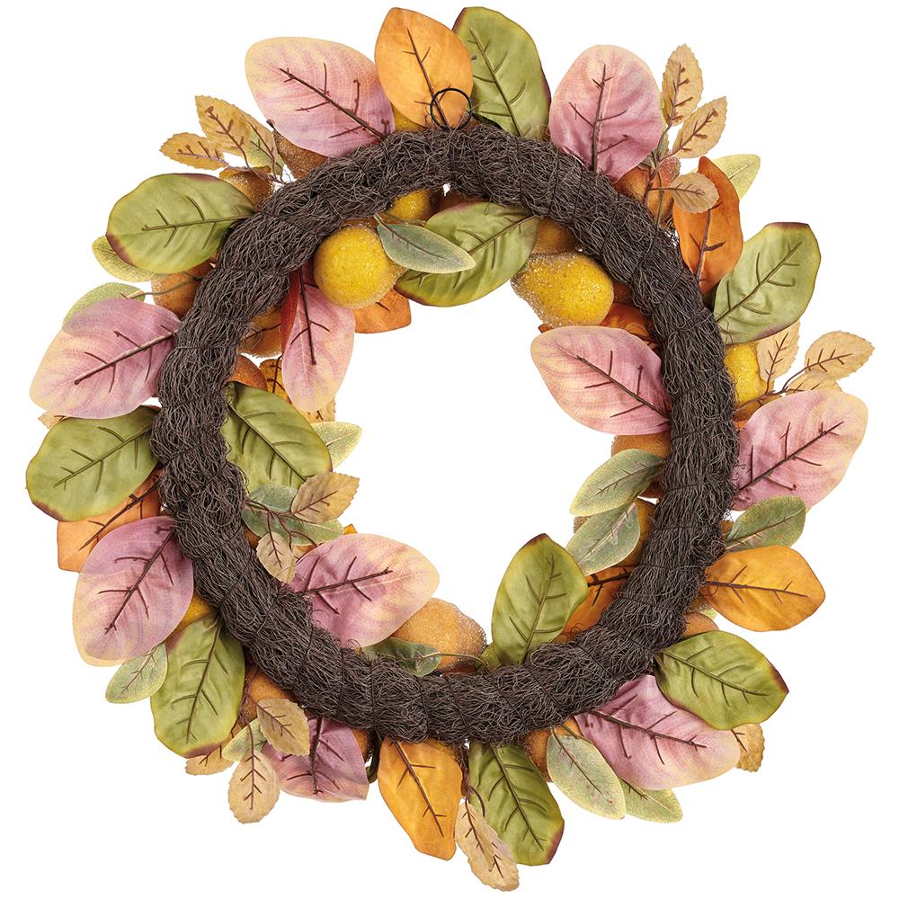 Beaded Pear/Berry Wreath, 30" (Brown/Yellow) - Image 2