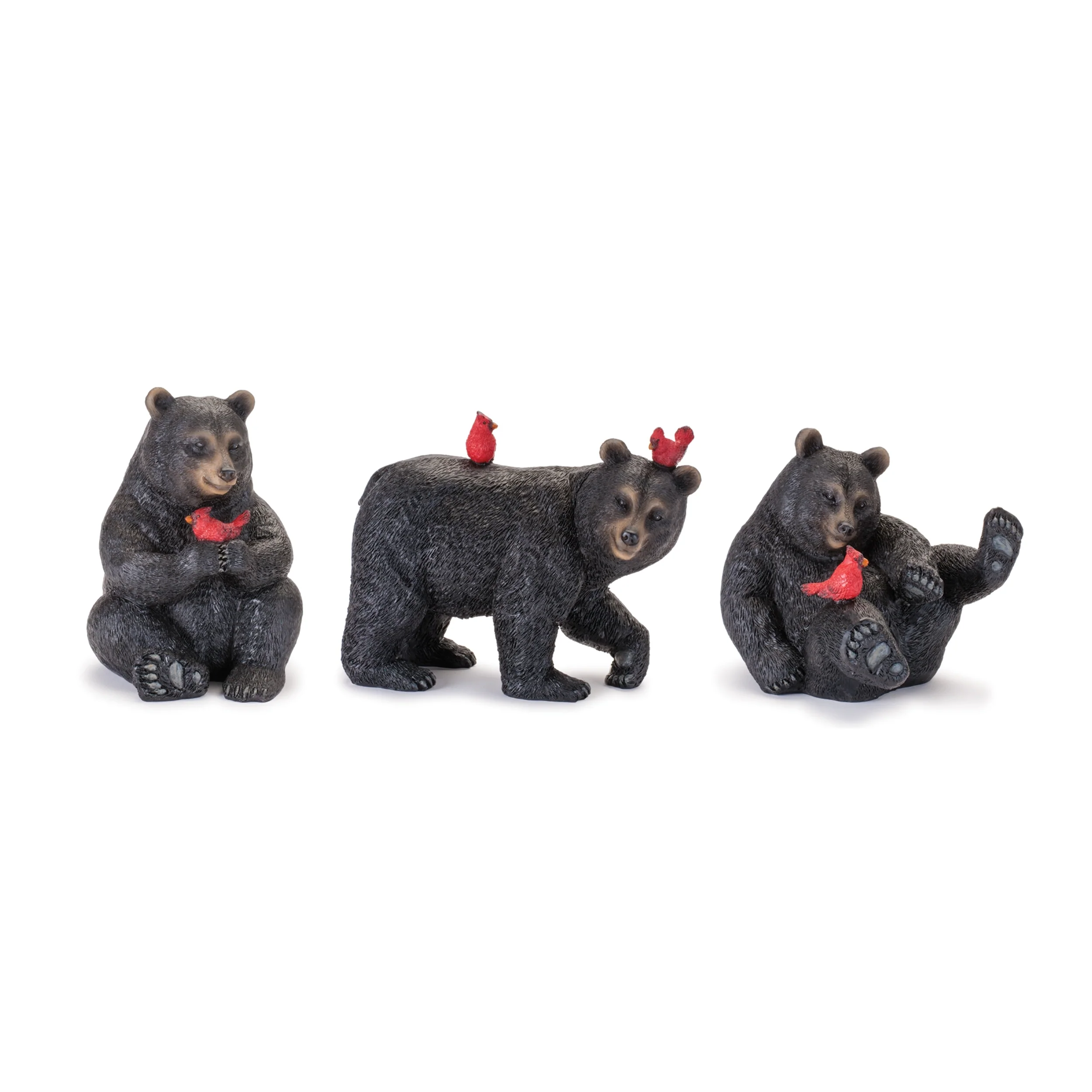Bear w/Cardinals Figurine, 4.5 - 5" (3 styles - sold individually)