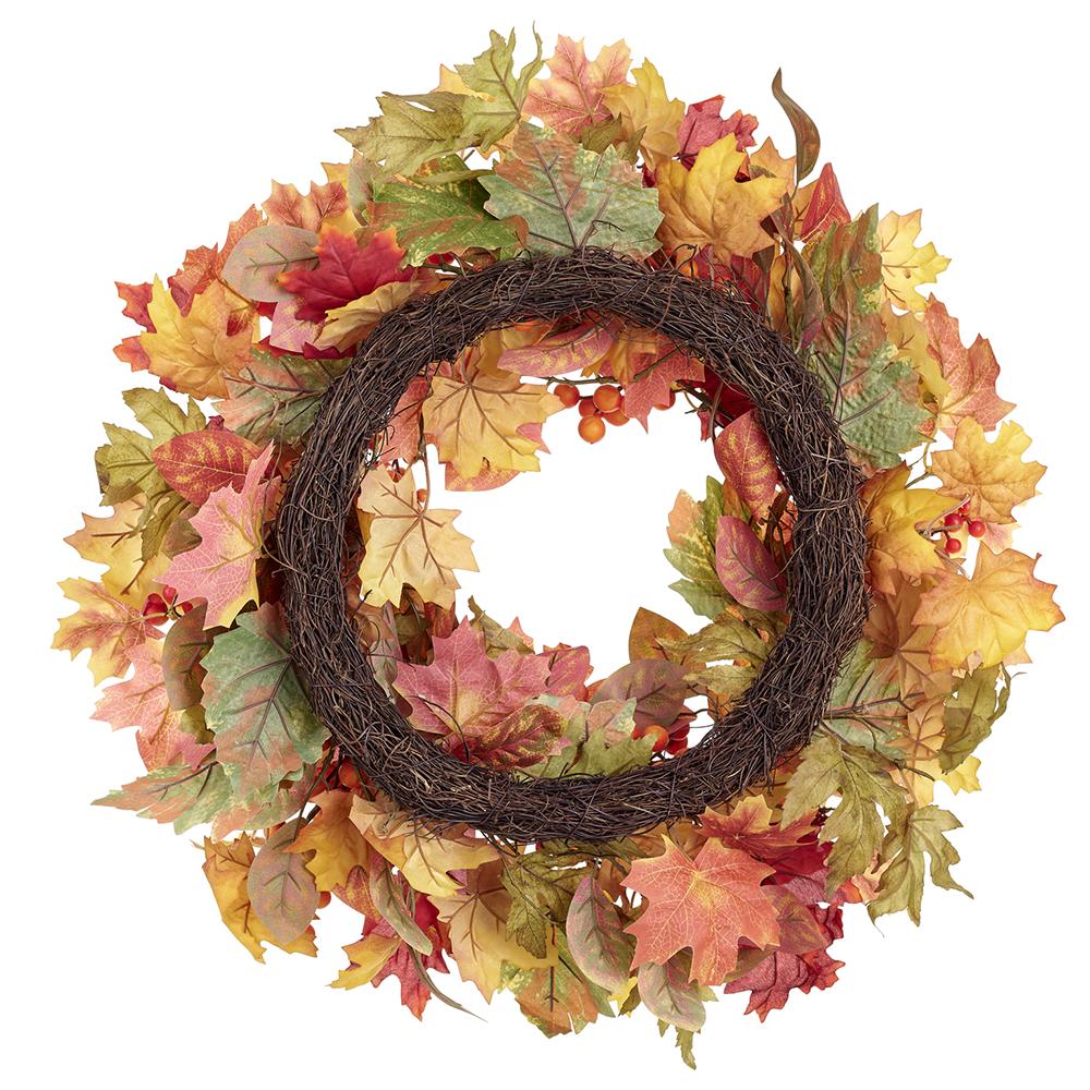 Berry/Maple/Magnolia Leaf Wreath, 24" (Fall) - Image 2