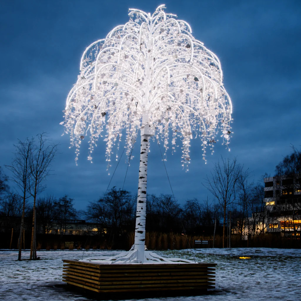 Illuminated Weeping Birch Tree, LED Lit (Cool White) - Image 2
