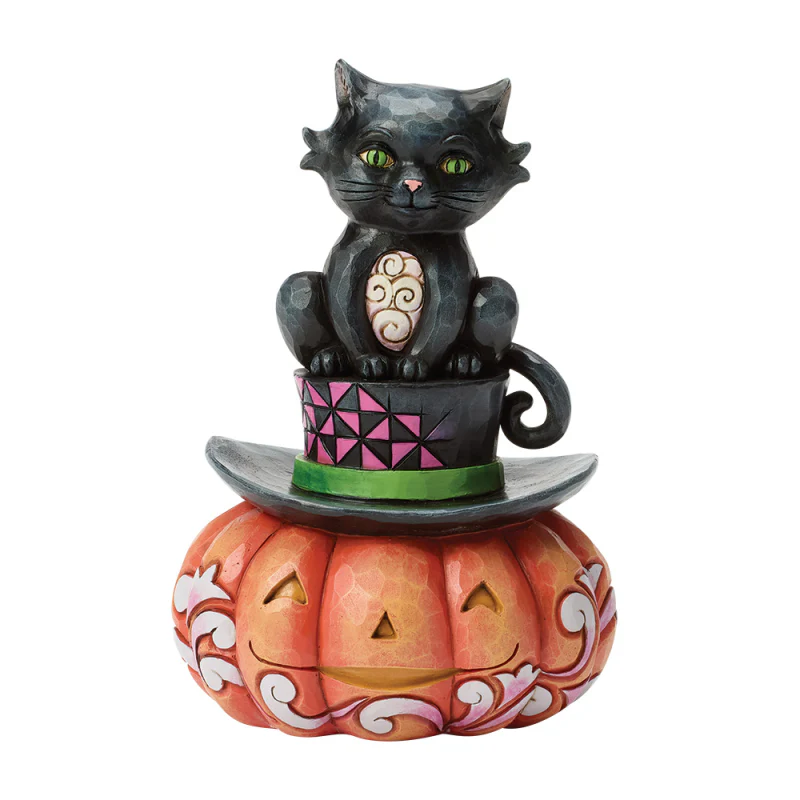 Black Cat on Top Hat Figurine by Heartwood Creek, 5"