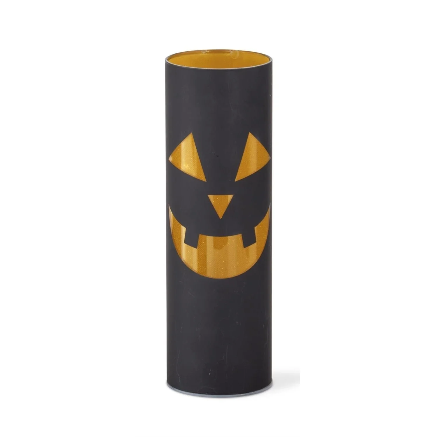 Black & Gold Laser Engraved Jack-O'-Lantern LED Cylinder, 10" (Large)