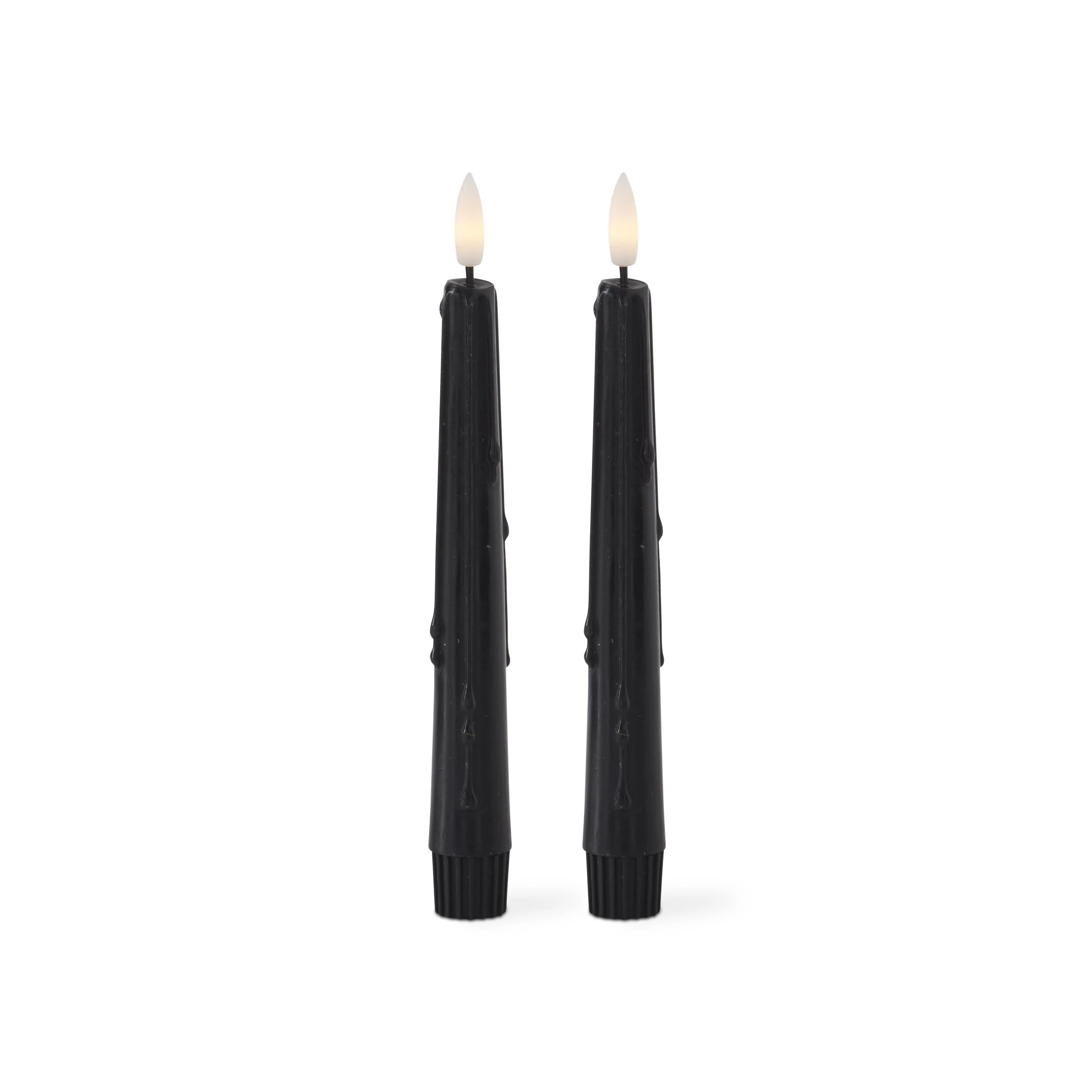Black LED Drip Taper Candles w/Timer, 8" (Set of 2)