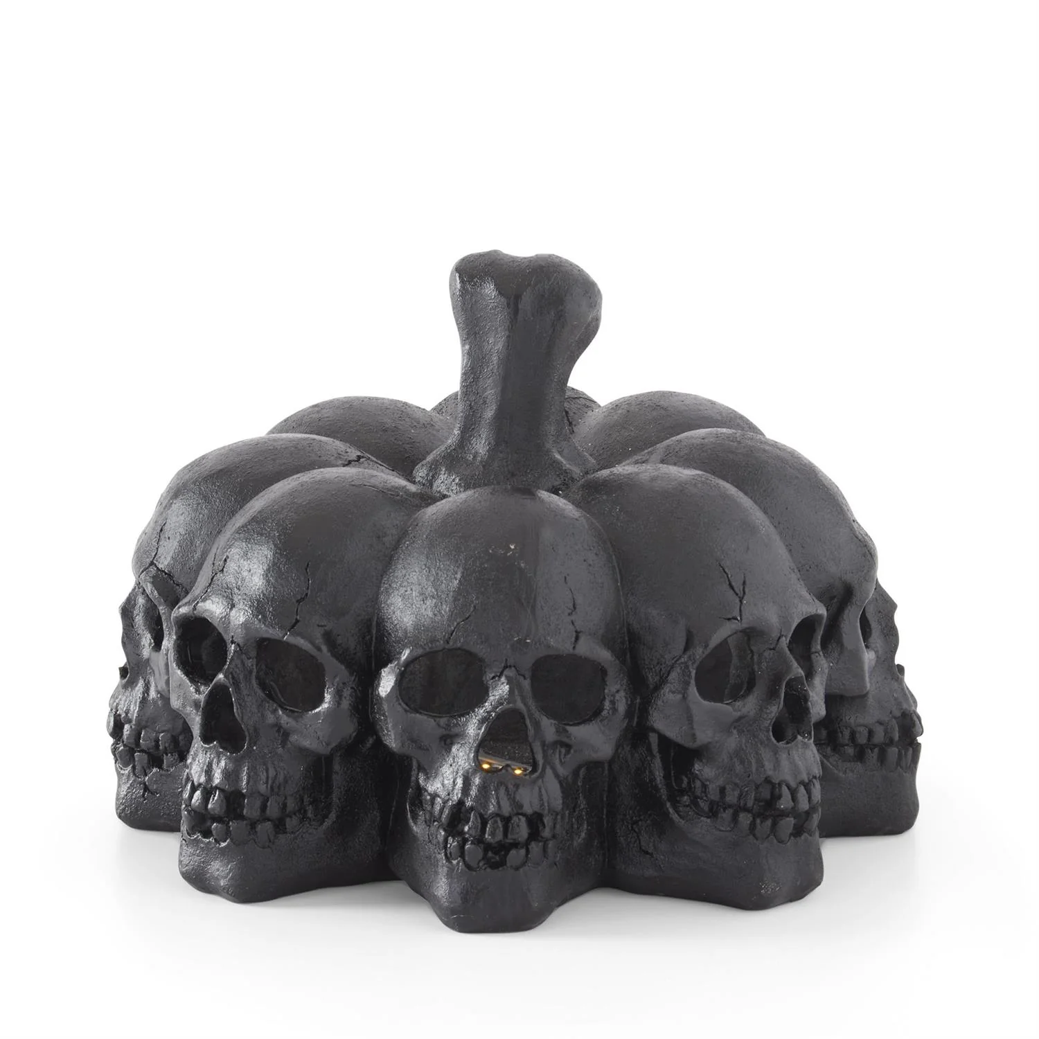 Black Resin LED Skull Pumpkin, 8"