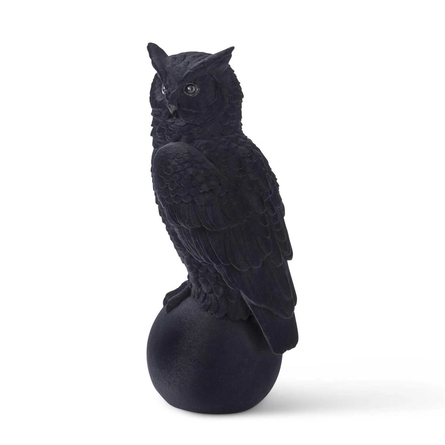 Black Velvet Flocked Resin Owl, 18.25" - Image 3