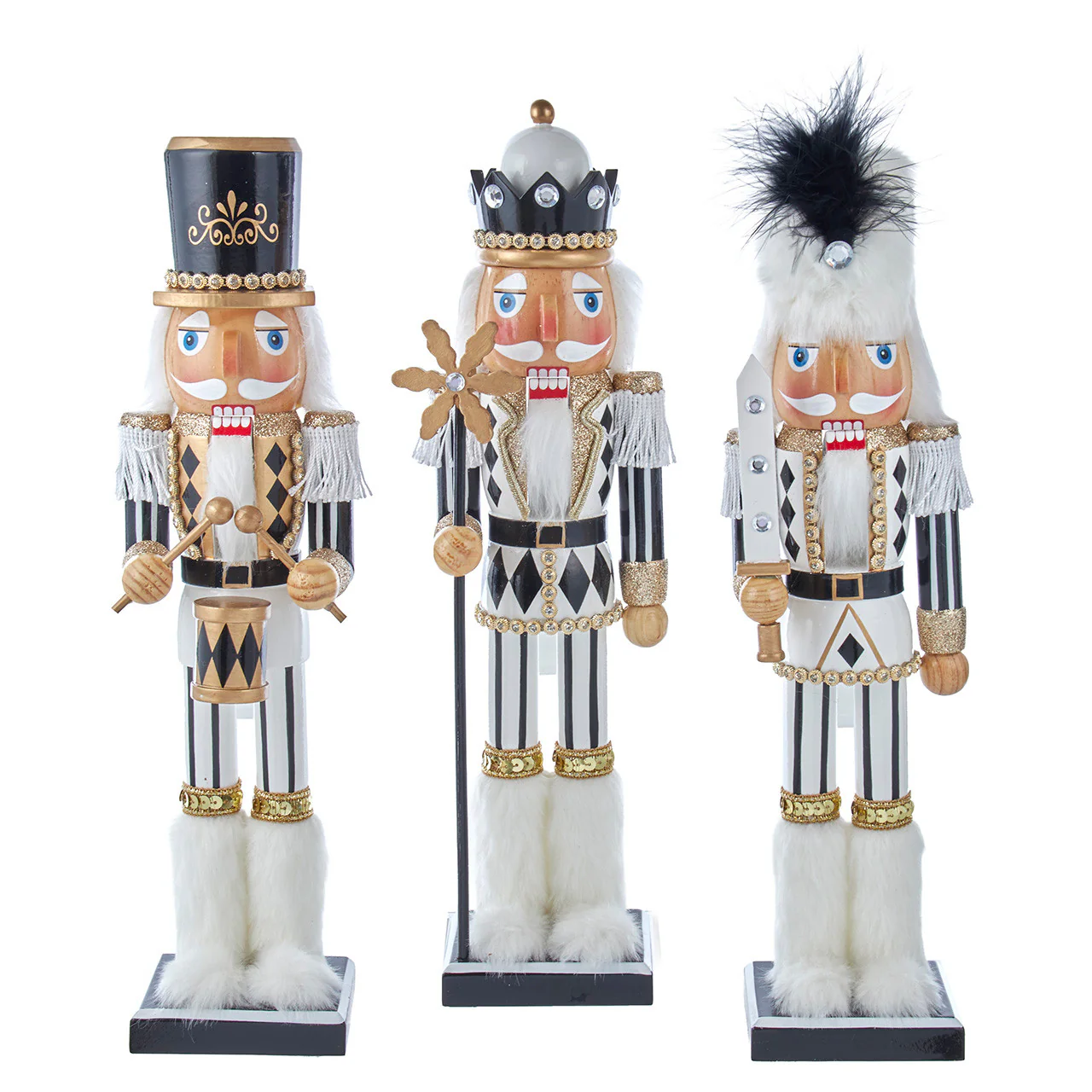 Black, White & Gold Nutcracker Figurines, 15" (3 styles - sold individually)