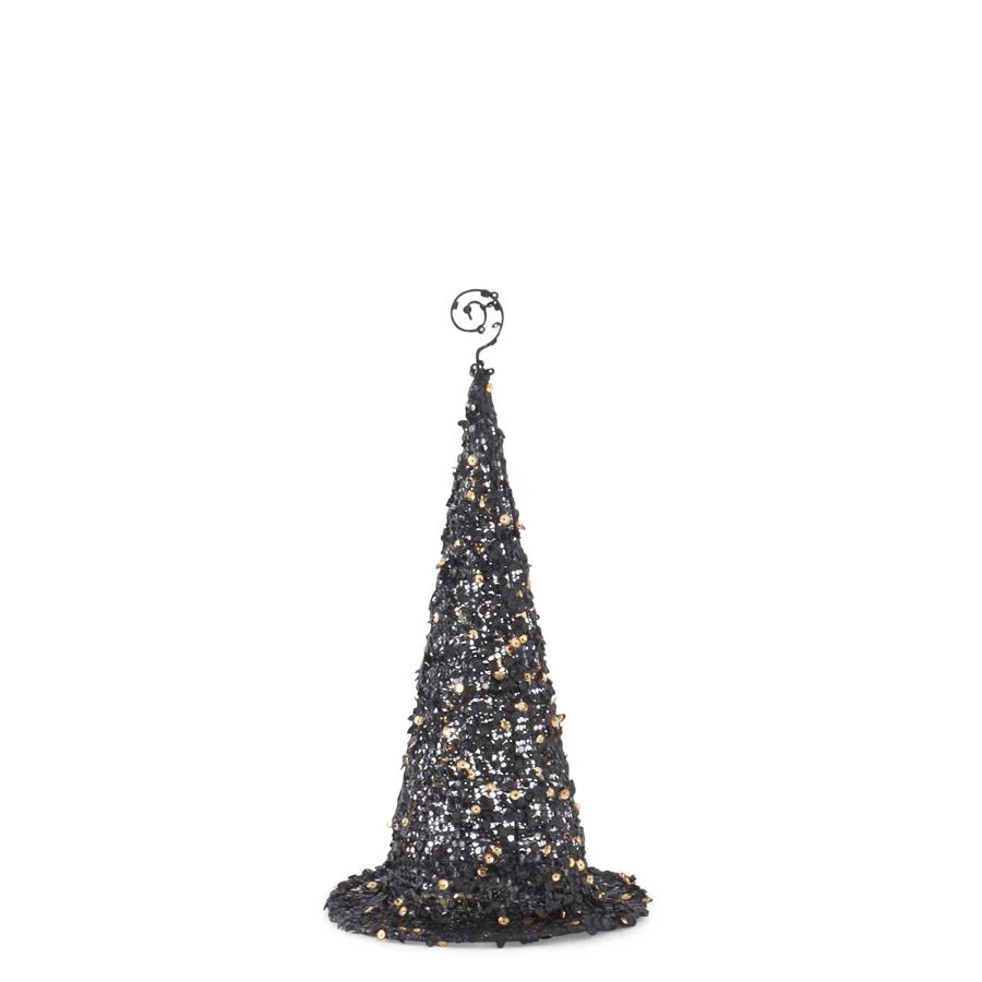 Black Wire Witch Hats w/Black Copper Sequins, 9.75 - 16.75" (Set of 2) - Image 2