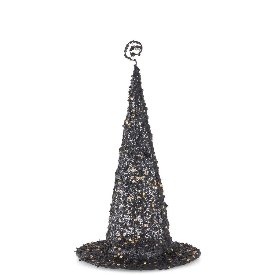 Black Wire Witch Hats w/Black Copper Sequins, 9.75 - 16.75" (Set of 2) - Image 3