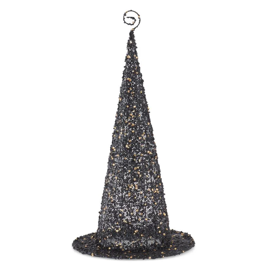 Black Wire Witch Hats w/Black Copper Sequins, 9.75 - 16.75" (Set of 2) - Image 4