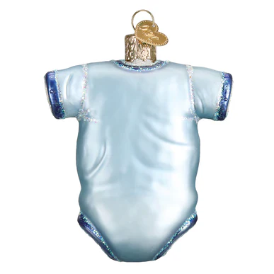 Glass Baby Boy Onesie Ornament, 3.25" - Image 3