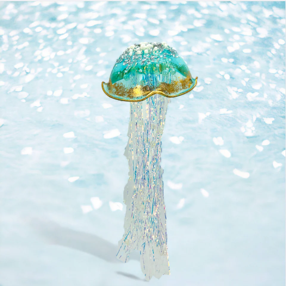 Blue Jellyfish w/Gold Trim Ornament
