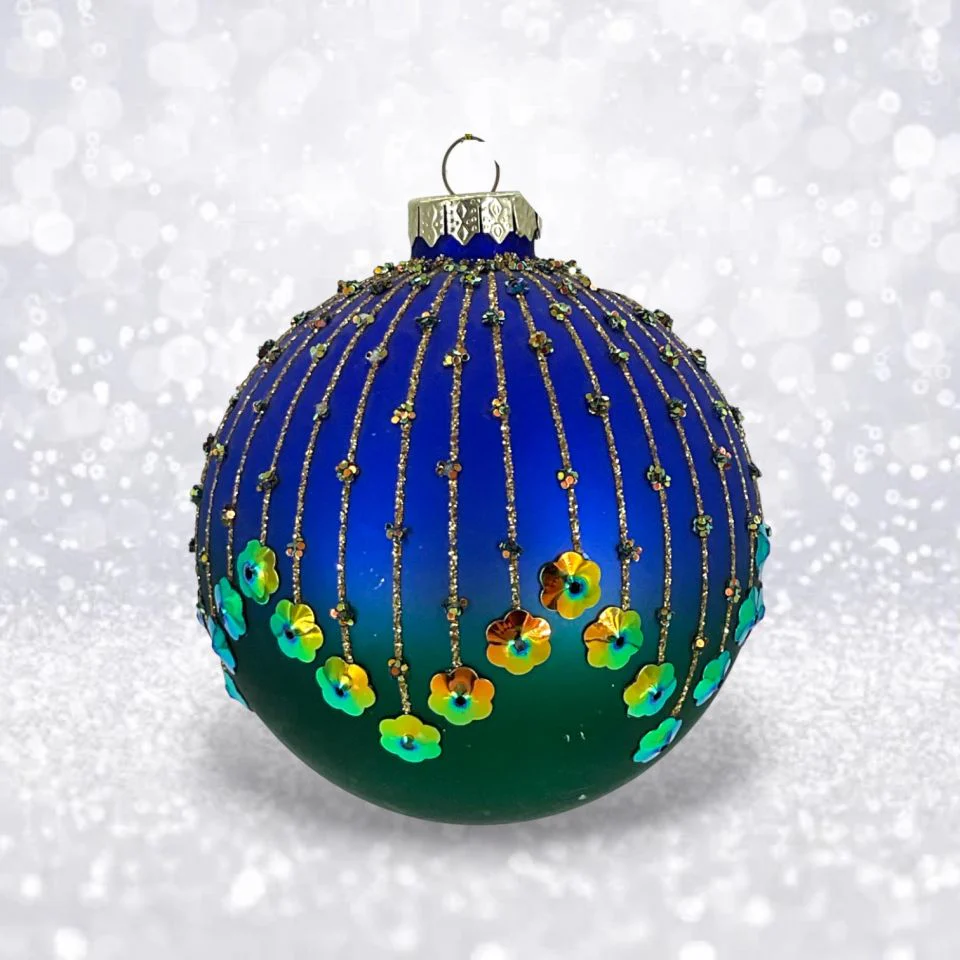 Blue Sequin Peacock Ornament